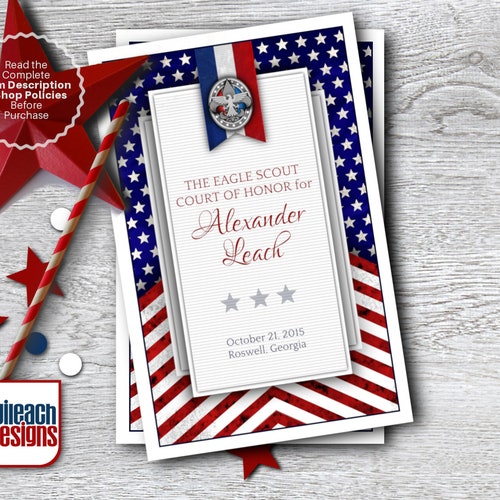 Eagle Scout Court of Honor Program Cover: Patriotic Flag - Digital File