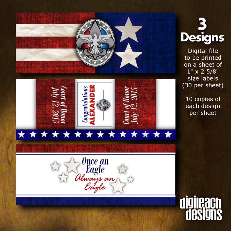 Flag White Eagle Scout Court of Honor Candy Wrapper Digital File