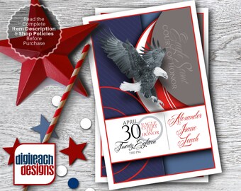 Eagle Scout Court of Honor Program Cover: Patriotic and Script Eagle - Digital File