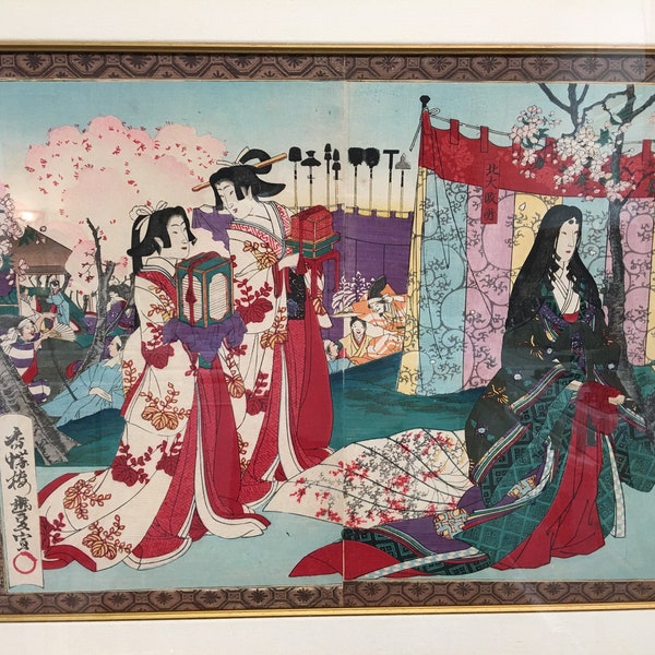 Utagawa Toyonobu (1859-86) Original Ukiyo-e-Nishiki-e-Woodblock-Print