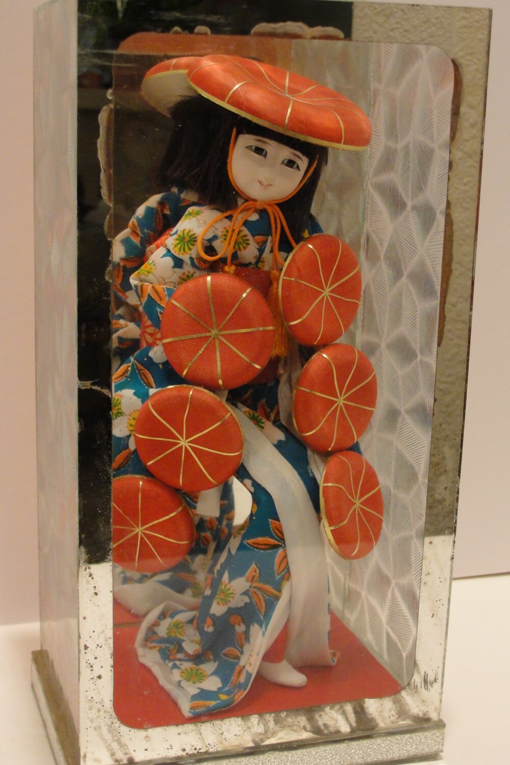 Vintage Japanese Geisha Doll In Mirrored Glass Box Case 10 Etsy