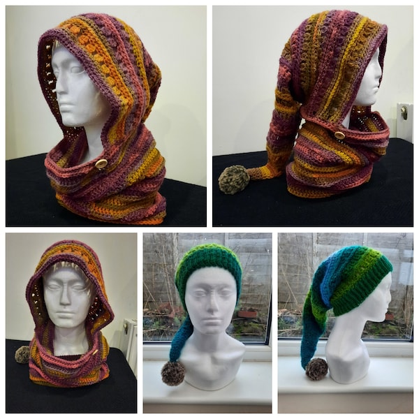 Wandering pixie hooded neck warmer with beanie modification PATTERN ONLY