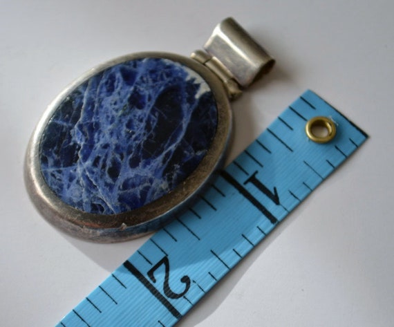 Sterling Silver and Polished Sodalite Pendant - image 3