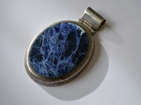 Sterling Silver and Polished Sodalite Pendant - image 1