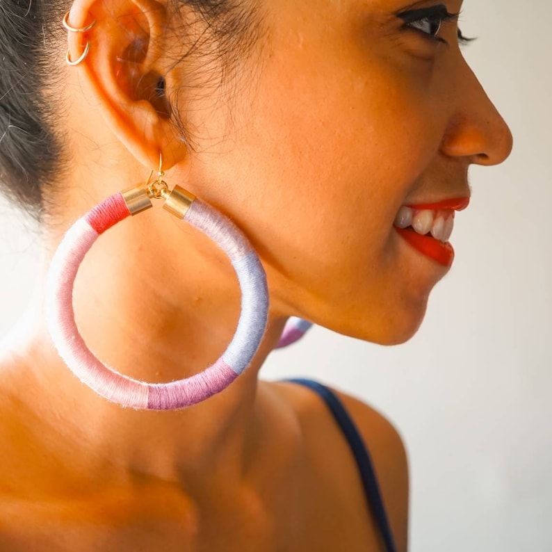 Ombre Pink Maxi Hoop Earrings Statement Earrings for Tres Chic Look Maxi Earrings Gift For Her Darling Bohemian Festival Earrings SALT