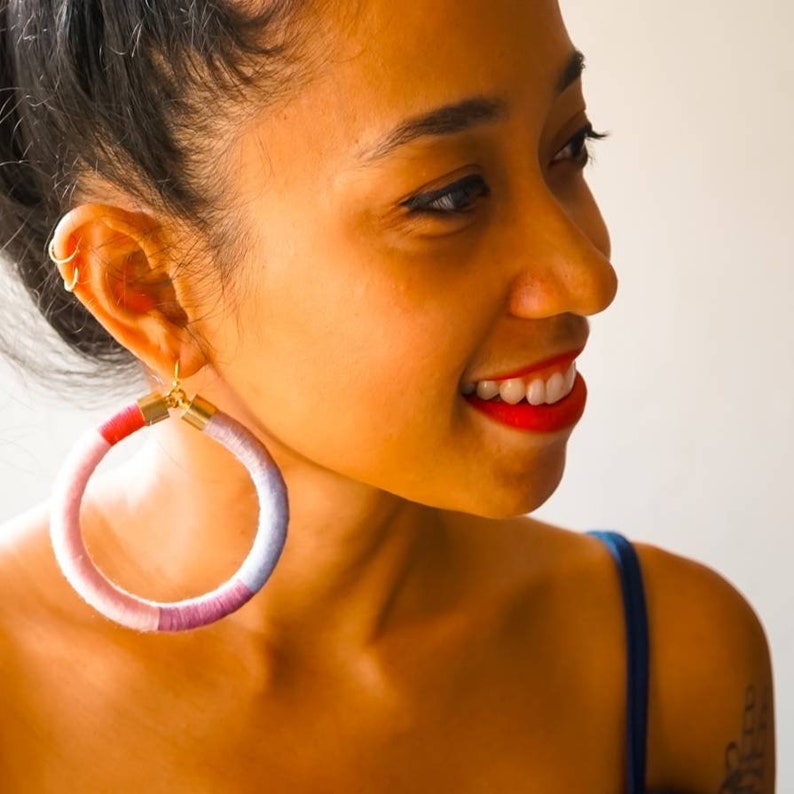 Ombre Pink Maxi Hoop Earrings Statement Earrings for Tres Chic Look Maxi Earrings Gift For Her Darling Bohemian Festival Earrings SALT