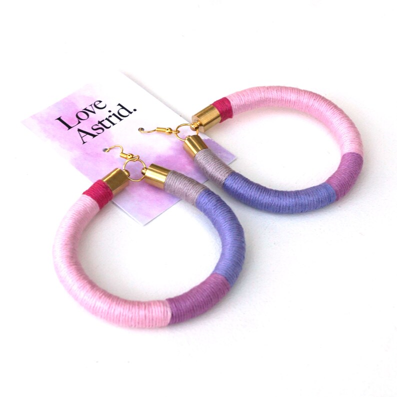 Ombre Pink Maxi Hoop Earrings Statement Earrings for Tres Chic Look Maxi Earrings Gift For Her Darling Bohemian Festival Earrings SALT