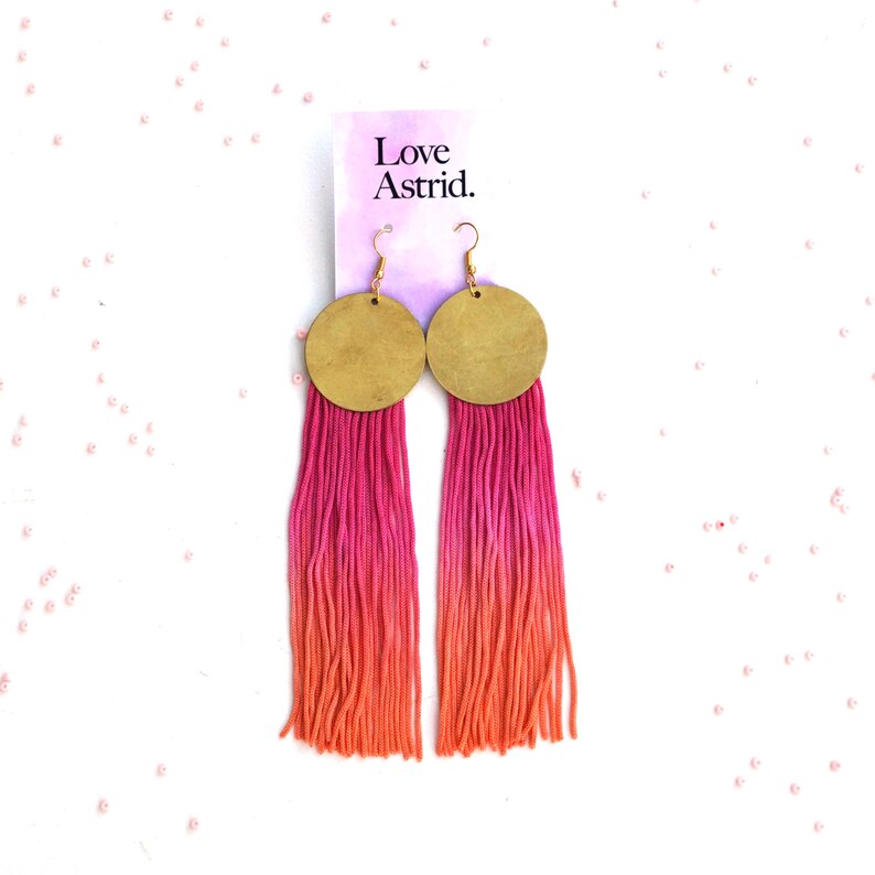 Pink Orange Ombre Tassel Earrings Birthday Gift For her Etsy