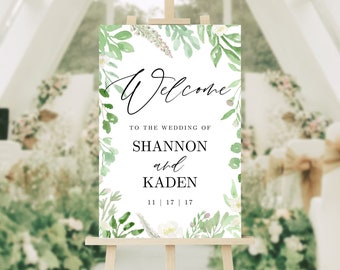 Custom Floral Wedding Welcome Sign Digital Template Digital Download- Wedding Poster, Wedding Greenery, Editable Wedding Welcome Sign