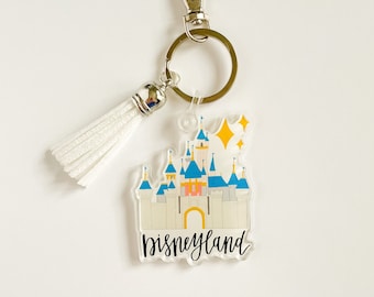 Disneyland Castle Keychain+ FREE SHIPPING, Disney Keychain, Disneyland Castle Illustration, Disneyland Castle Keychain, Acrylic Keychain