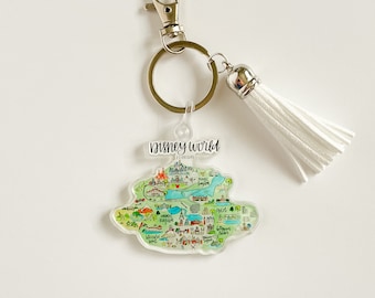 Disney World Map Keychain+ FREE SHIPPING, Disneyworld Keychain, Disney Keychain, Galaxys Edge, Star Wars Keychain, Keychain, Disneyworld