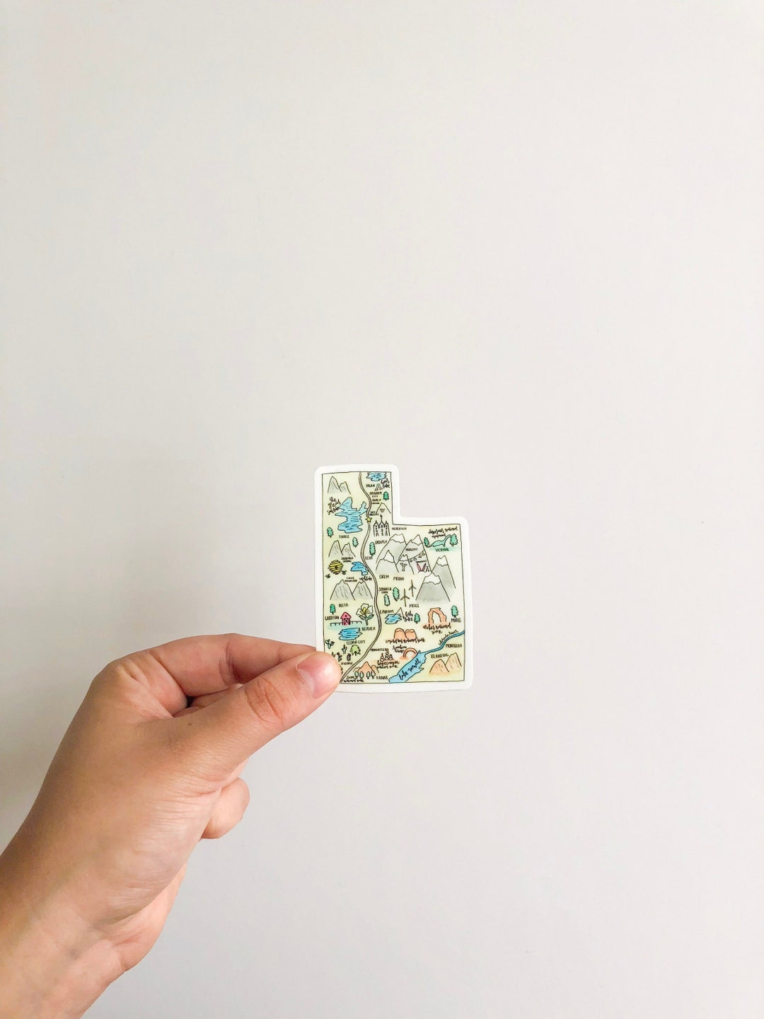 Utah Map Sticker +free Shipping- Utah Illustration, Utah Watercolor ...