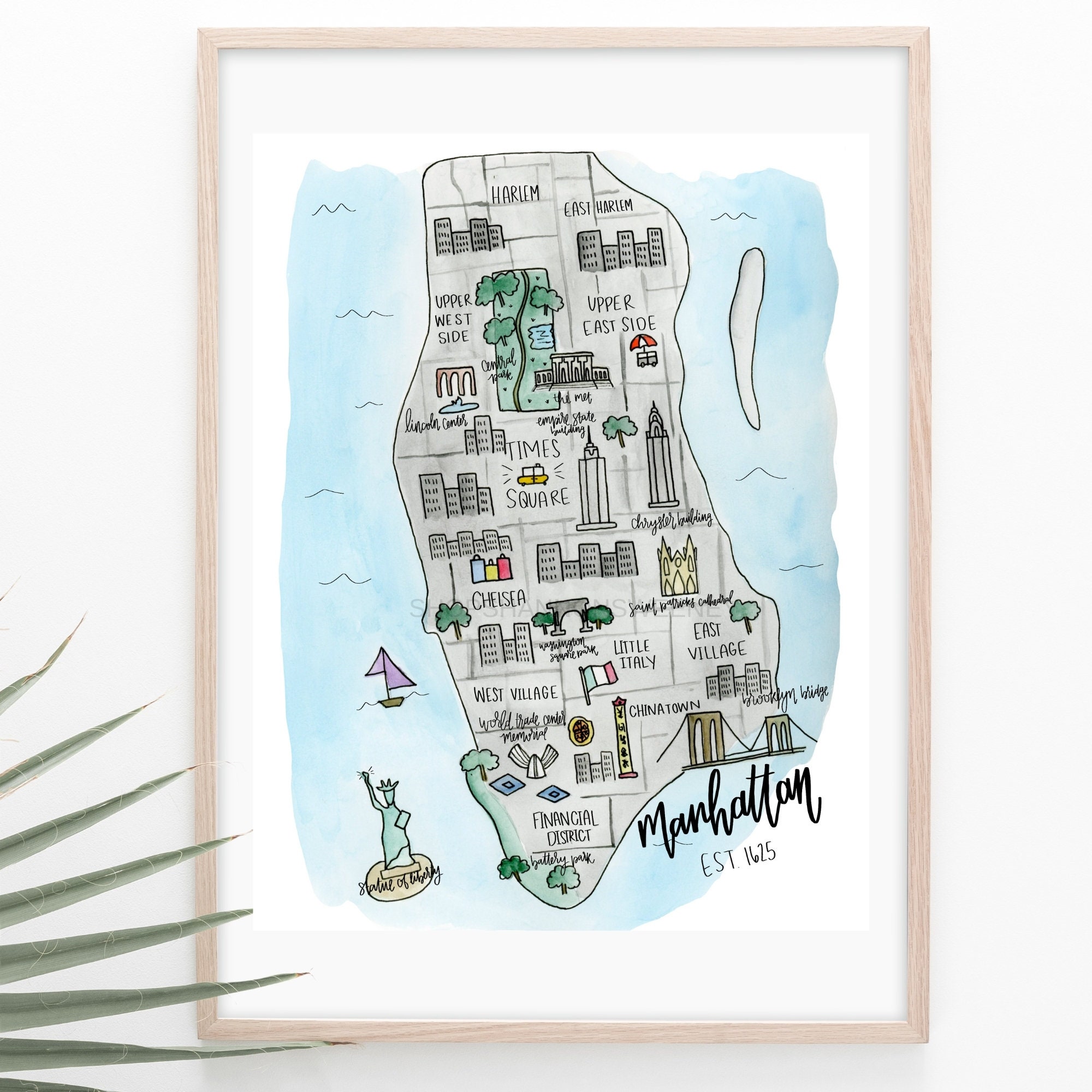 マンハッタン ニューヨーク イラストマップ +送料無料、地図、旅行