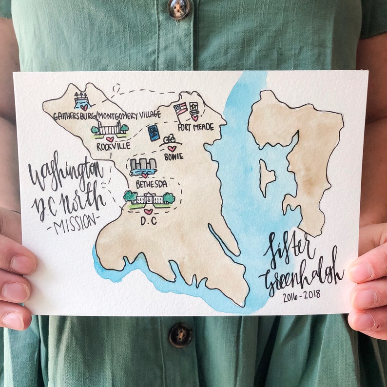 Custom Areas LDS Mission Map Free Ship Sister Missionary - Etsy