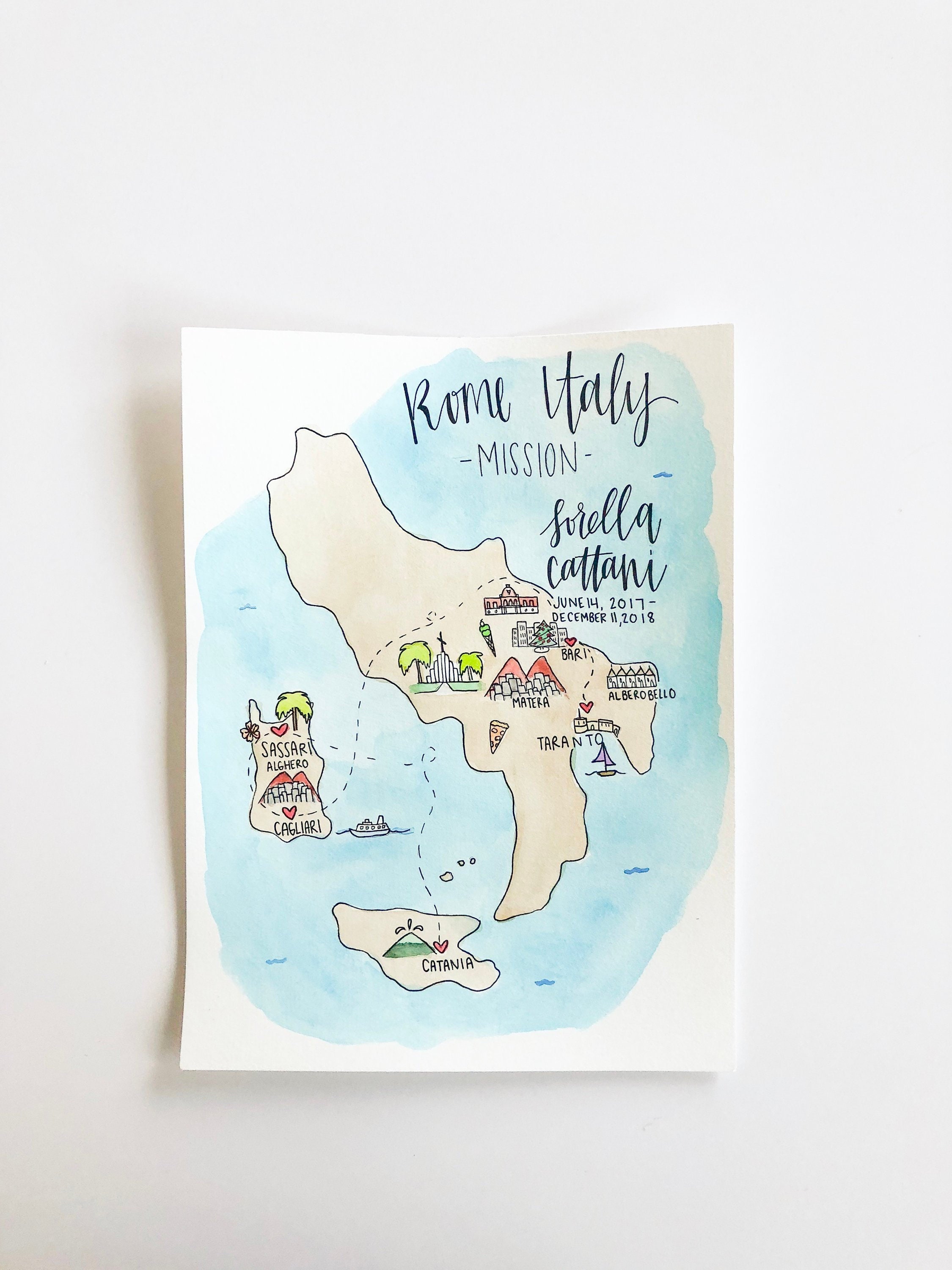 Custom Areas LDS Mission Map Free Ship Sister Missionary | Etsy