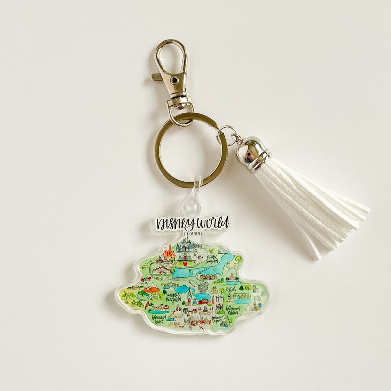 Disney World Map Keychain FREE SHIPPING, Disneyworld Keychain, Disney Keychain, Galaxys Edge, Star Wars Keychain, Keychain, Disneyworld image 1