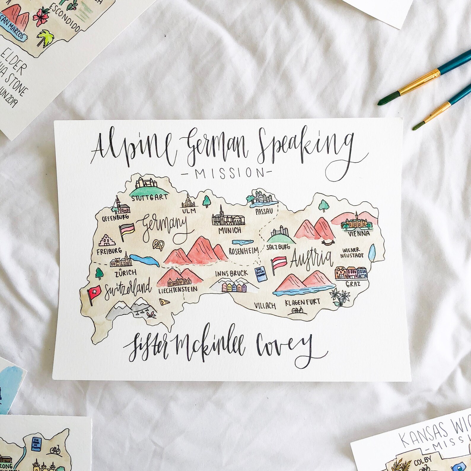 Watercolor LDS Mission Map FREE SHIPPING Sister Missionary | Etsy