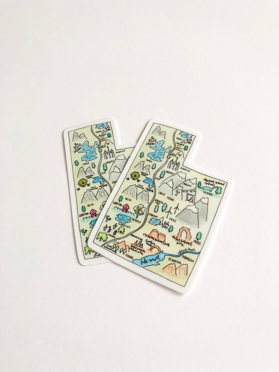 Utah Map Sticker free Shipping Utah Illustration Utah - Etsy