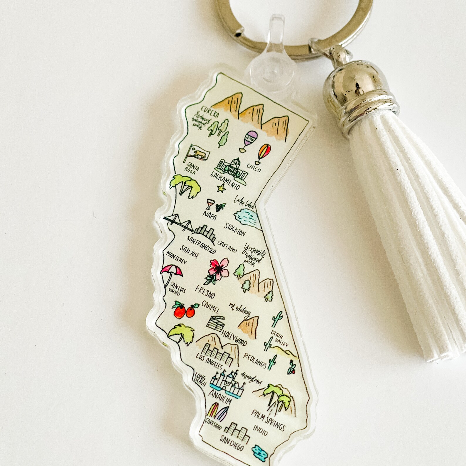 California Illustrated State Map Keychain+ Free Shipping- California ...