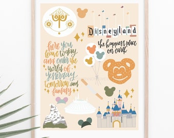 Disneyland Illustrations Digital Print+FREE SHIPPING, Disneyland, Disneyland Map, Disneyland print, Disneyland art, Disneyfan, Disney world