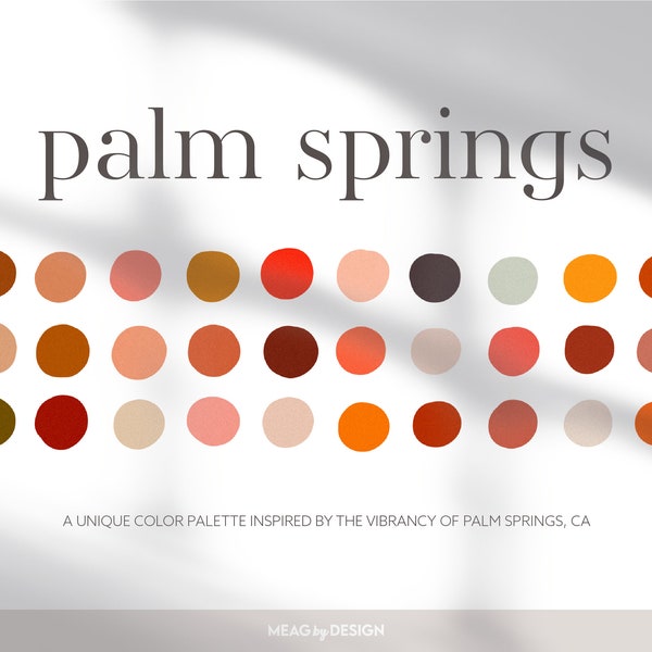 Palm Springs Color Palette; Vibrant, Pink, Orange & Red Warm Toned Procreate Color Palette for Branding, Design, and Digital Artwork