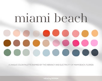 Miami Beach färgpalett, Procreate färgprover (digital nedladdning)