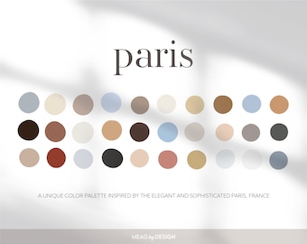 Paris färgpalett, blå beige brun, Procreate färgprover (digital nedladdning)