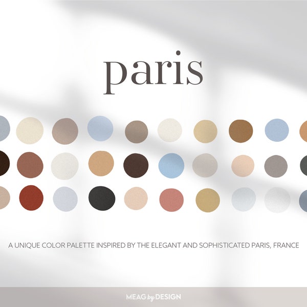 Paris Color Palette; Blue, Beige, Brown, Cool Shades; Procreate Color Palette for Branding, Design, and Digital Artwork