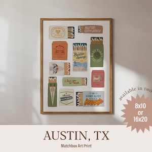 AUSTIN, TEXAS Matchbook Style 8x10 or 16x20 High-Quality Art Print