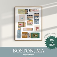Boston Matchbox Print | Coastal Aesthetic - Etsy