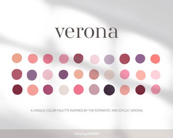 Verona Procreate färgpalett, rosa lila röda färgprover (digital nedladdning)