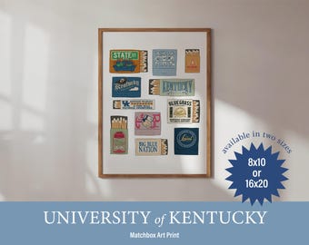 Lexington Kentucky Matchbook Art Print, Vintage Style Illustration