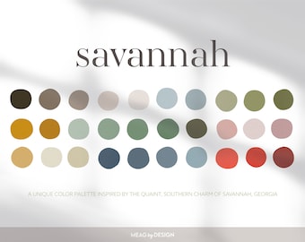 Savannah färgpalett; natur- och jordtoner Procreate färgpalett för varumärkesbyggande, design och digitalt konstverk