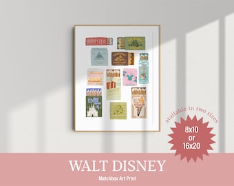 Walt Disney Matchbook Art Print, Vintage Style Illustration