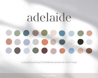 Adelaide Nature Tones Procreate Färgpalett (digital nedladdning)