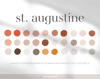 St. Augustine färgpalett, varma tonade Procreate-färgprover (digital nedladdning)