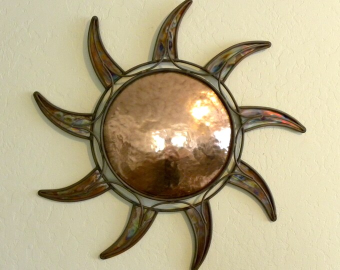 Copper Sun Wall Art Home Decor Etsy