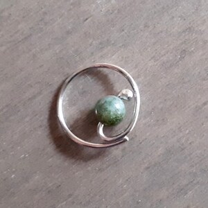 Daith hoop in silver 935 Argentium earring with agate, hoop for cartilage, helix, tragus piercing hoop in 20, 18, 16 gauge