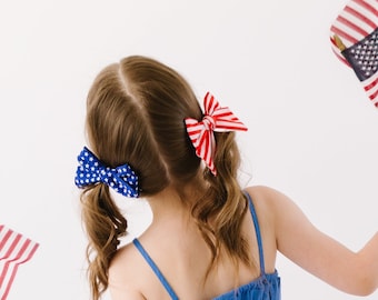 Stars and Stripes Pigtail Bows, Fourth of July Hair bows, Patriotic Bows, American Girl Bows, Toddler Bows, Toddler Hair Clips, 4th of July