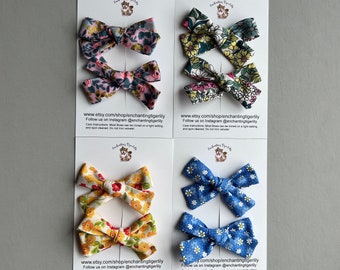 Floral Pigtail Hair Bows, Pigtail Bow Sets, Toddler Hair Bows, Daisy Hair Bows, Spring Bow Sets, Piggy Bows