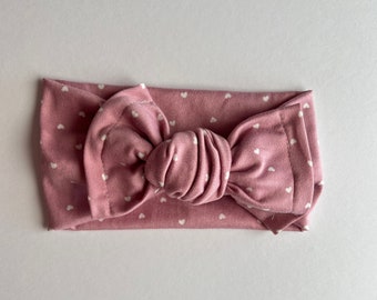 Pink Hearts Chunky Headband, Baby Headwrap, Baby Girl Headband, Valentine Headwrap, Baby Shower Gift, Newborn Headband, Toddler Headband