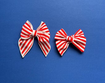 Red and White Striped Bow: Patriotic 4th of July Hair Clip