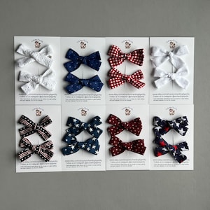 4th of July Hair Bow Set, Pigtail Hair Bows, Patriotic Bows, Toddler Hair Bows, Baby Girl Bow Set, Girl Hair Clips, Fourth of July Piggy Set