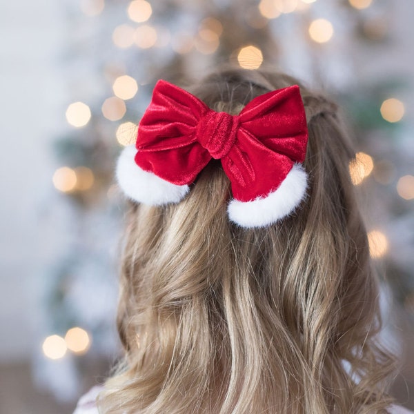 Santa Hair Bow Etsy
