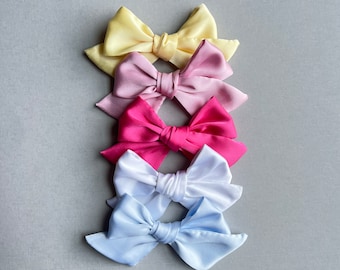 Small Satin Hair Bows, Baby Hair Bows, Hand Tied Hair Bows, School Girl Bows, Baby Headband Bows