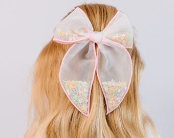 Valentine Pastel Shaker Bows, Sprinkles Hair Bow, Heart Shaped Hair Bows, Pink Shaker Bows, Valentine's Day Bows, Pink Hair Bows