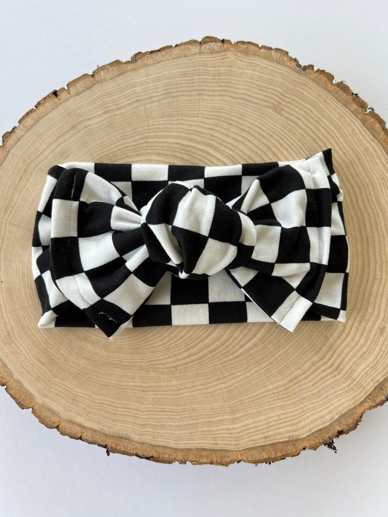 Checkered Flag Headband, Chunky Baby Headwrap, Baby Girl Headband, Chunky Headband, Newborn Headband, Race Day Headband image 9