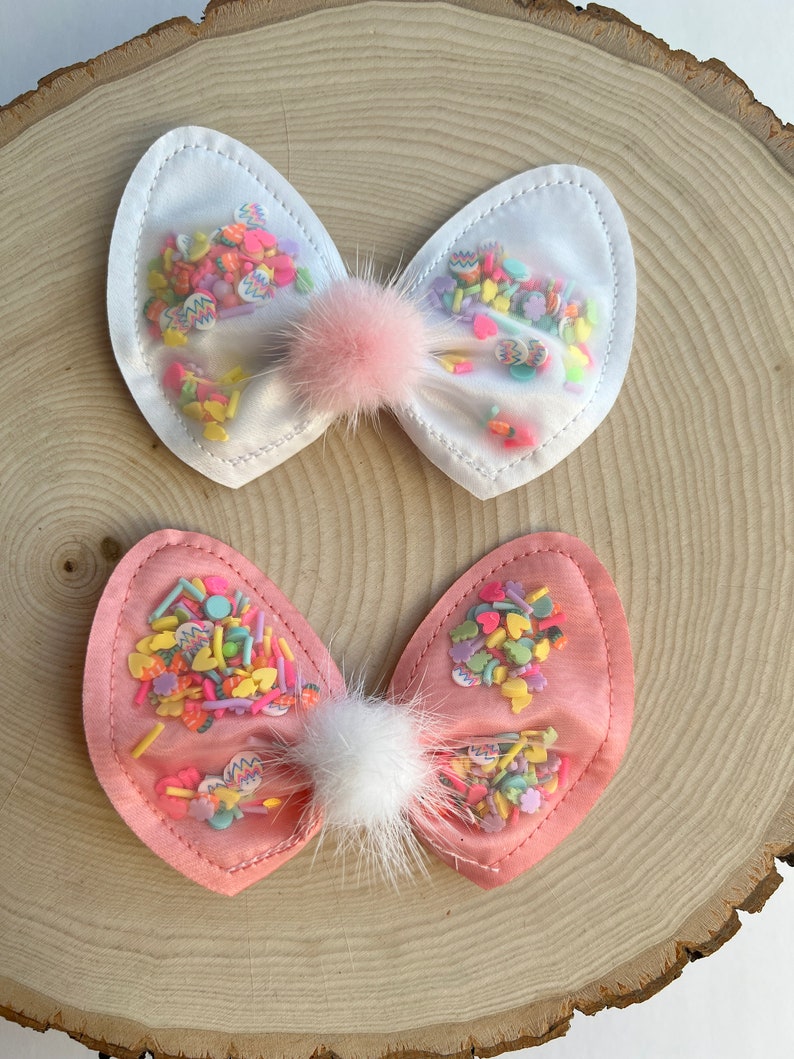 Bunny Ear Shaker Hair Bow, Easter Hair Bows, Easter Basket Stuffers, Easter Bunny Pictures, Shaker Bows, Baby Bows, Toddler Hair Bows image 5