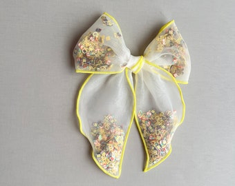 School Shaker Bows, Yellow Shaker Bows, Big Fable Hair Bows, Back to School Shaker Bow