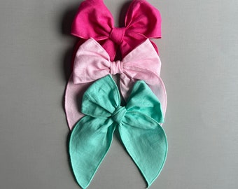 Large Linen Hair Bows, Fable Hair Bows, Easter Hair Bows, Spring Bows